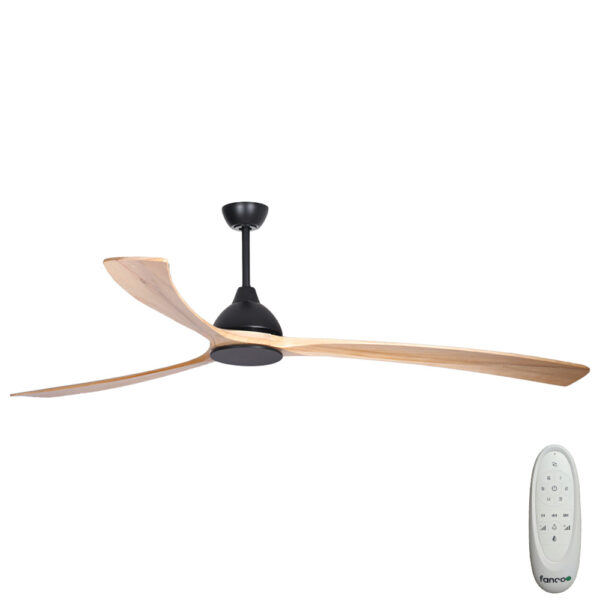 Sanctuary DC Ceiling Fan – Black with Natural Blades 86″