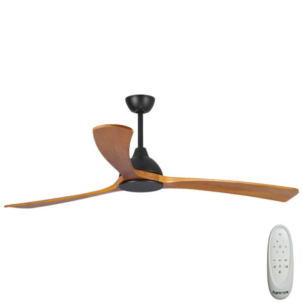Sanctuary DC Ceiling Fan – Black with Teak Blades 70″