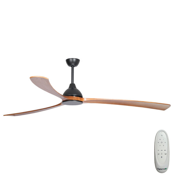 Sanctuary DC Ceiling Fan – Black with Teak Blades 86″