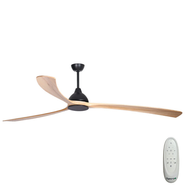 Sanctuary DC Ceiling Fan – Black with Natural Blades 92″