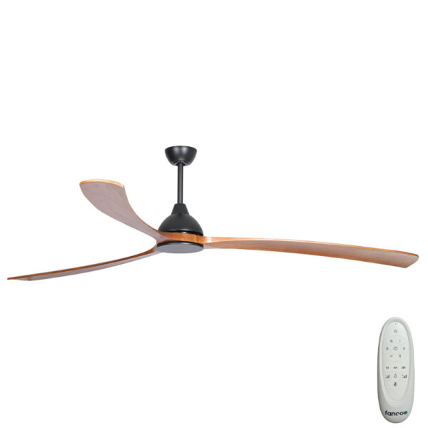 Sanctuary DC Ceiling Fan – Black with Teak Blades 92″