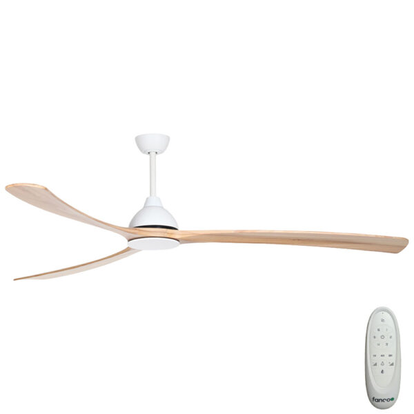 Sanctuary DC Ceiling Fan – White with Natural Blades 92″