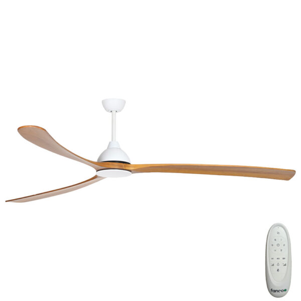Sanctuary DC Ceiling Fan – White with Teak Blades 92″