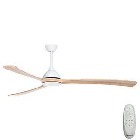 Sanctuary DC Ceiling Fan – White with Natural Blades 86″