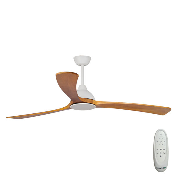 Sanctuary DC Ceiling Fan – White with Teak Blades 70″