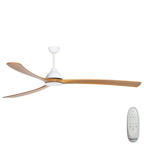 Sanctuary DC Ceiling Fan – White with Teak Blades 86″