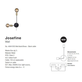Josefine Wall Mat Black Metal 2*E27