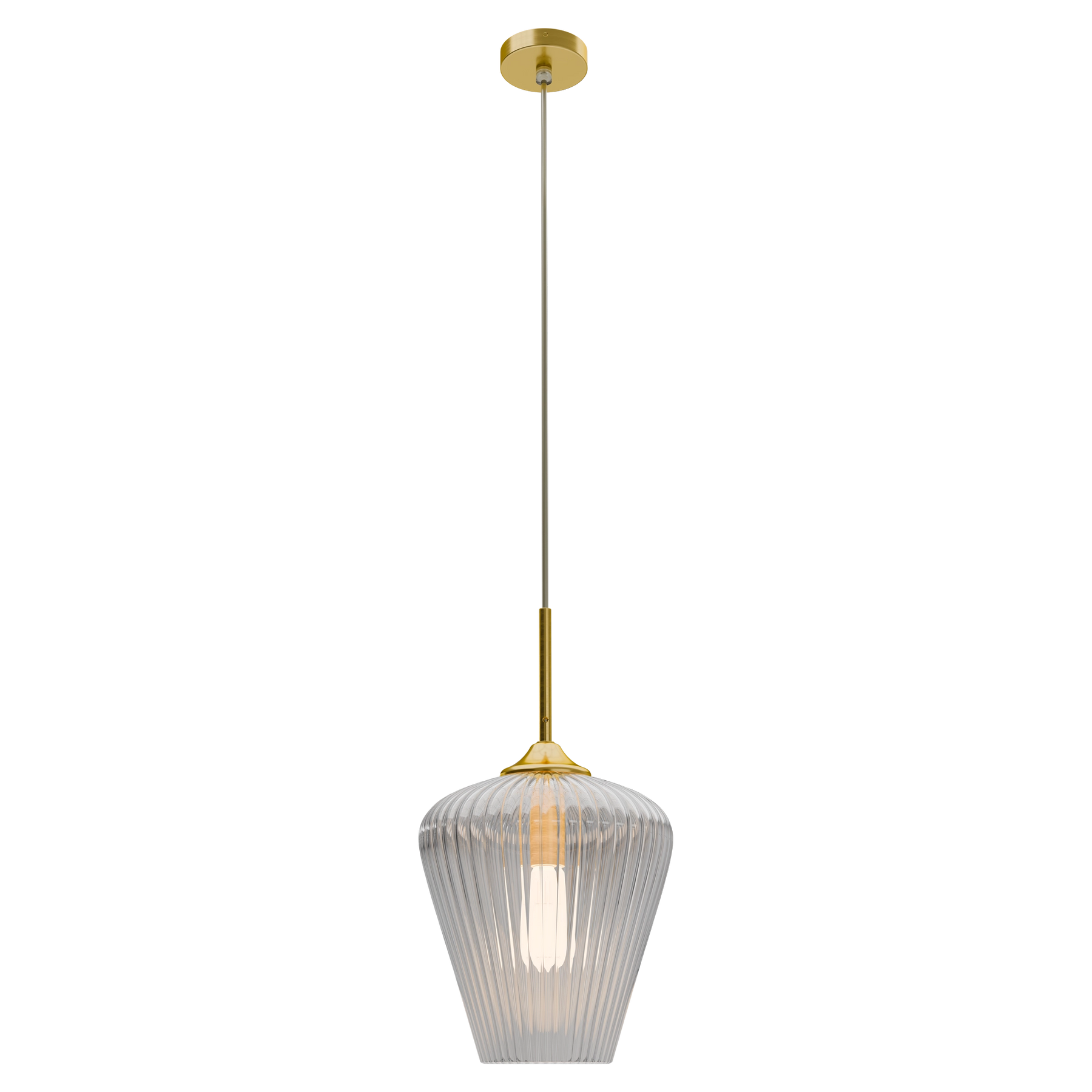Ribbon Ribbed Glass Pendant Medium Ø280 Clear