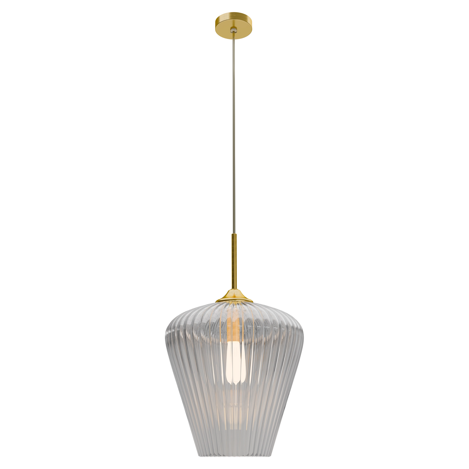 Ribbon Ribbed Glass Pendant Large Ø360 Clear