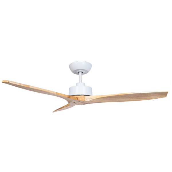 Wynd DC Ceiling Fan with Remote – White Motor & Handcrafted Natural Timber Blades – 54″
