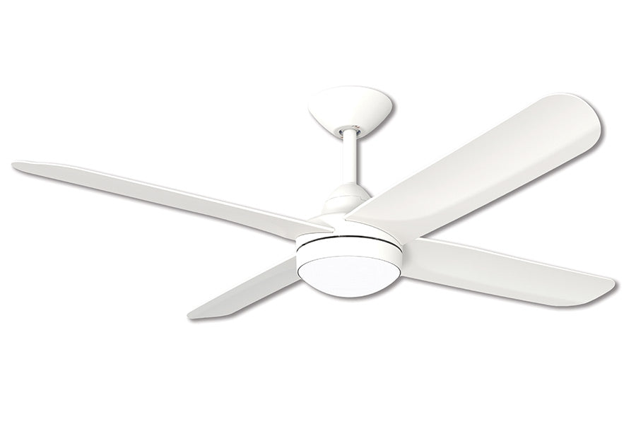 X-Over Matt White 132cm (52”) with 4 White Blades & 18W CCT LED